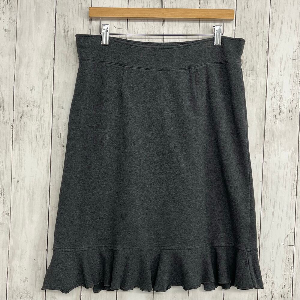 Hanna Andersson Gray Ruffle Hem Knit Skirt Medium Minimalist Soft Basic